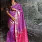 Mangalgiri  Handwoven  Pure Silk Saree with Silver Zari Border,  Lavendar - Pink, SS1009