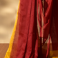 Poppy Maroon with Ikkat Pallu Cotton Saree in Mangalgiri Handwoven Silk, SS1025