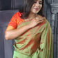Mangalgiri  Handwoven  Silk Cotton Saree, Olive Green - Maroon Dual Tone, SS1007