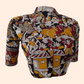 Kalamkari  Cotton  Highneck  Blouse with Lining,  Black,  BK1196