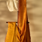 Marigold Yellow with Ikkat Pallu Cotton Saree in Mangalgiri Handwoven Silk, SS1026