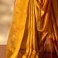 Marigold Yellow with Ikkat Pallu Cotton Saree in Mangalgiri Handwoven Silk, SS1026