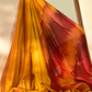 Marigold Yellow with Ikkat Pallu Cotton Saree in Mangalgiri Handwoven Silk, SS1026