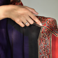 Plum Purple & Ruby Red Modal Silk Saree with Plain body, Ajrakh border Pallu & Blouse Piece, SS1019