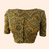 Ajrakh Cotton Square neck Blouse,  Mustard ,  BA1129