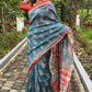 Maheswari Silk Cotton Bagru Printed Saree With Zari Border, Blue – Saphire, SS1013