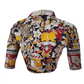 Kalamkari  Cotton  Highneck  Blouse with Lining,  Black,  BK1196