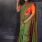 Mangalgiri  Handwoven  Silk Cotton Saree, Olive Green - Maroon Dual Tone, SS1007