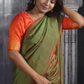 Mangalgiri  Handwoven  Silk Cotton Saree, Olive Green - Maroon Dual Tone, SS1007